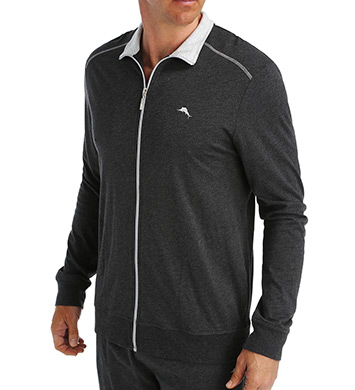 UPC 754709078517 product image for Tommy Bahama 2101115 Cotton Modal Loungewear Full Zip Jacket (Black Heather XL) | upcitemdb.com