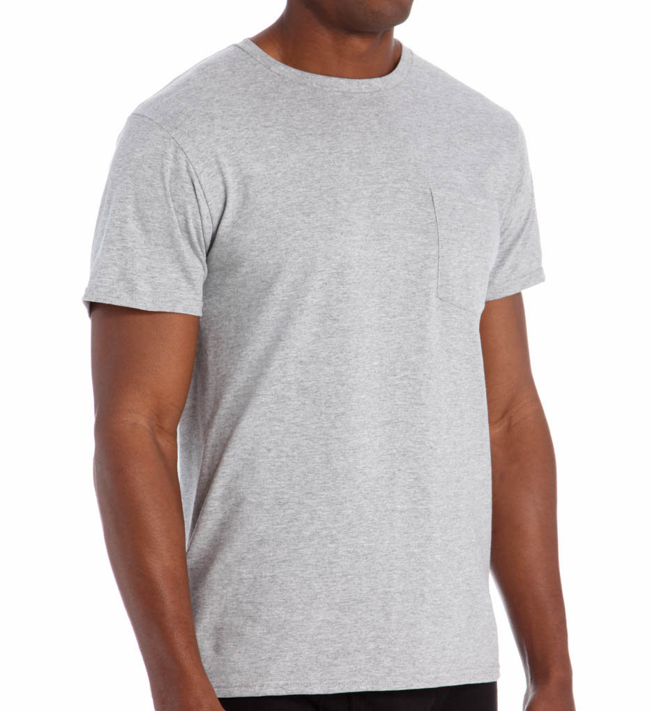 Fruit Of The Loom Mens Core 100% Cotton Grey Pocket Tee - 4 Pack ...